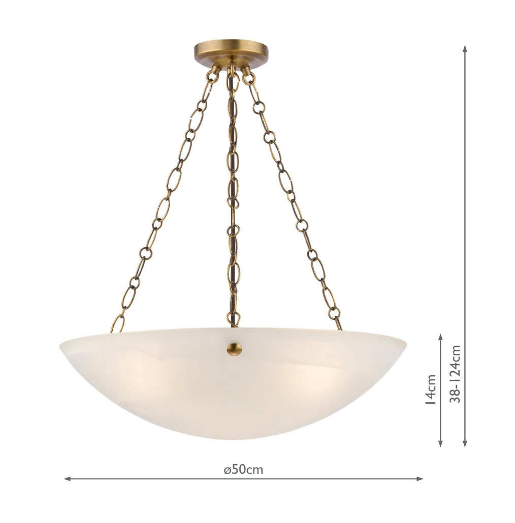 Keita 3 Light Pendant Antique Bronze and Alabaster Glass