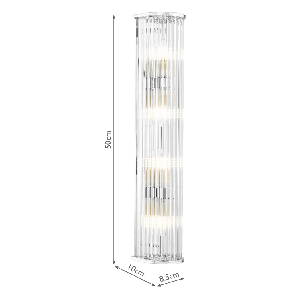 Tobiah 4 Light Bathroom Wall Light Polished Chrome and Glass IP44