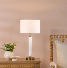 Ruperta Table Lamp Antique Bronze and Marble With Shade