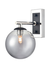 Stellar Wall light matt black and Polished Nickel with Smoked Glass