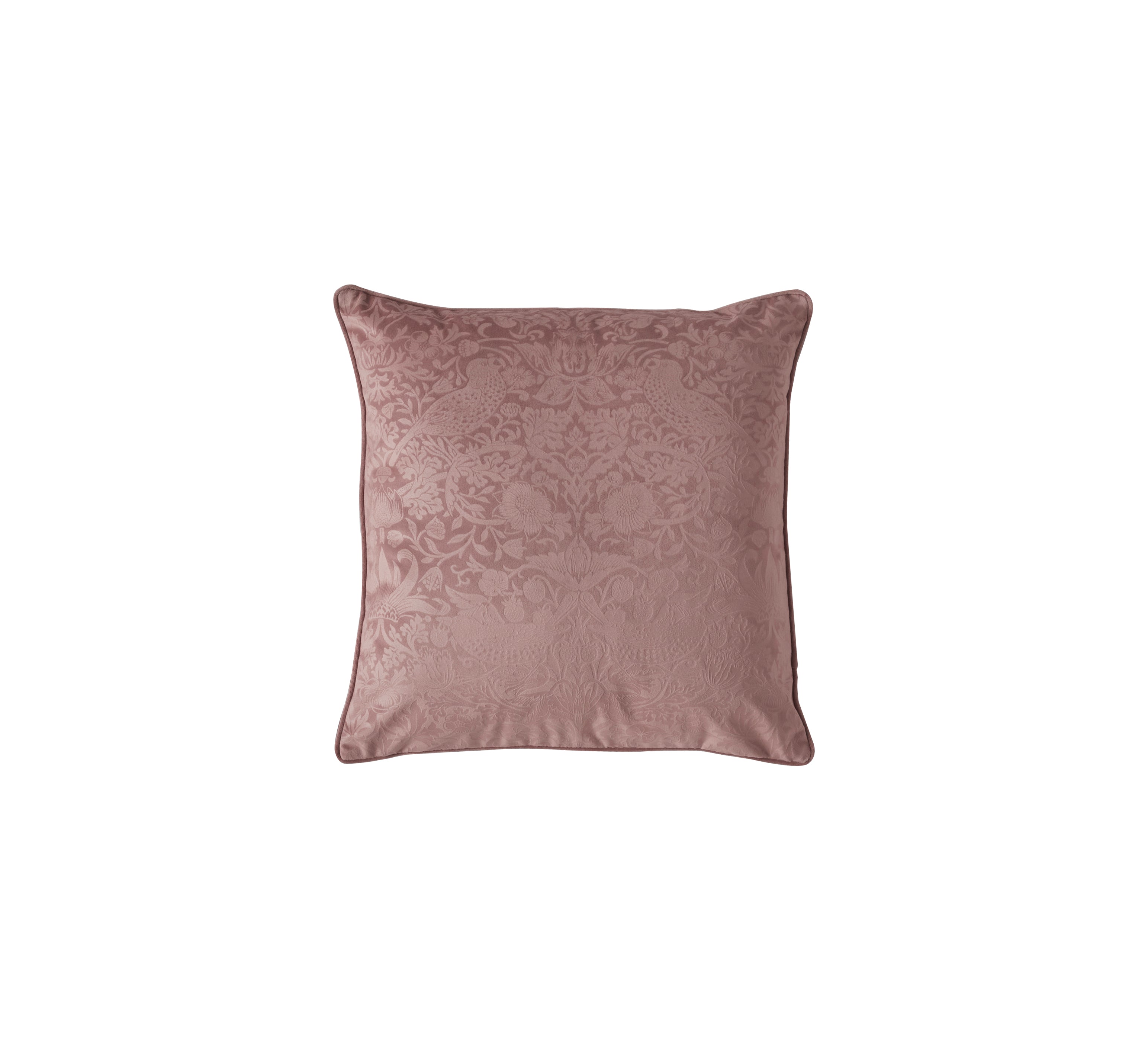 Strawberry Thief Embossed Cushion 50cm x 50cm Tea Rose