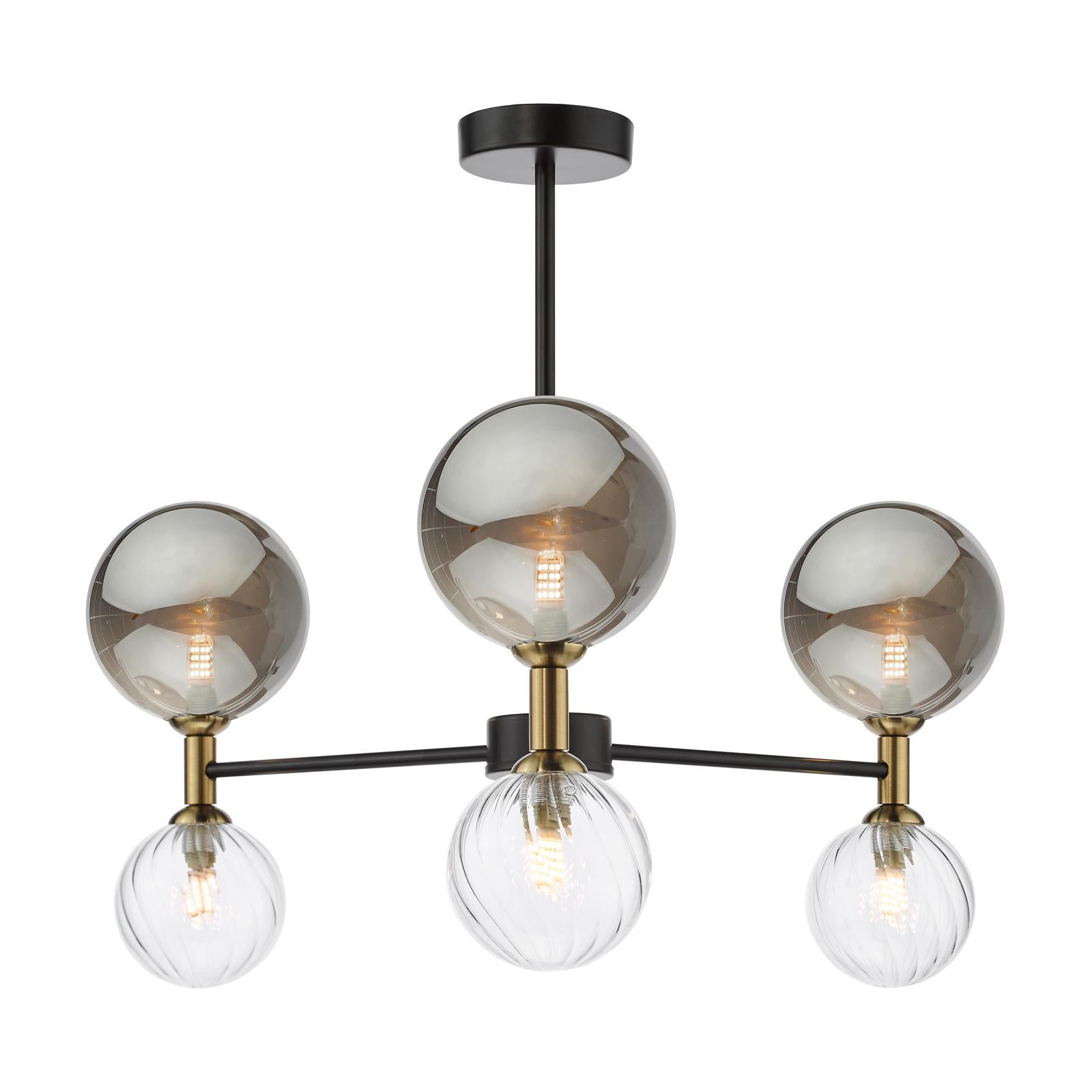 Takara 6 Light Semi-Flush Matt Black and Bronze Fitting Only