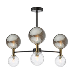 Takara 6 Light Semi-Flush Matt Black and Bronze Fitting Only