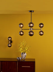 Takara 6 Light Semi-Flush Matt Black and Bronze With Black Confetti Glass