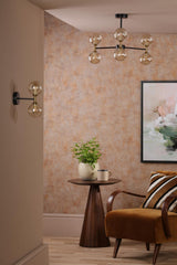 Takara 6 Light Semi-Flush Matt Black and Bronze With Twisted Amber Glass