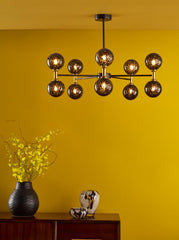 Takara 10 Light Semi-Flush Matt Black and Bronze With Black Confetti Glass