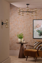 Takara 10 Light Semi-Flush Matt Black and Bronze With Twisted Amber Glass