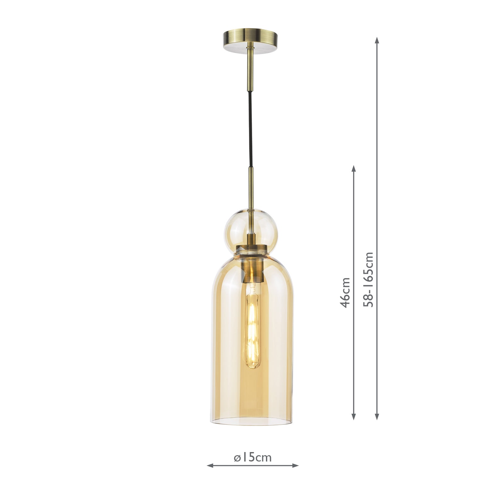 Tao Pendant Brushed Bronze and Amber Glass