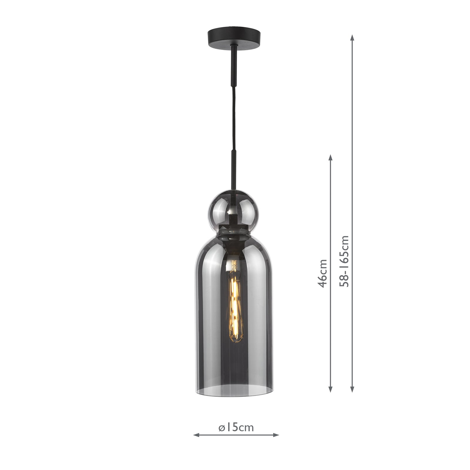 Tao Pendant Matt Black and Smoked Glass
