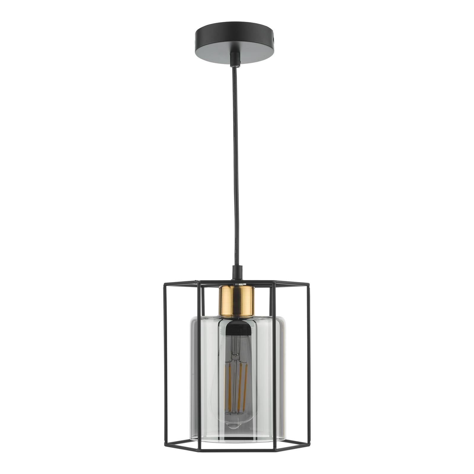 Tatum Pendant Matt Black and Smoked Glass