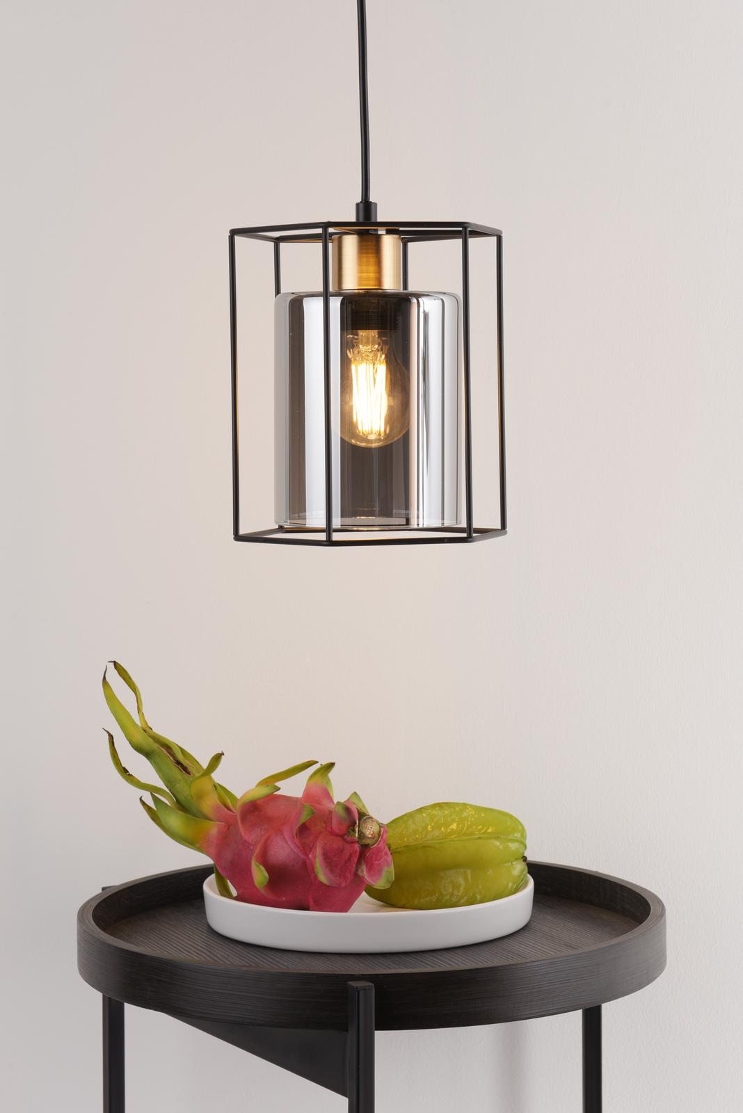Tatum Pendant Matt Black and Smoked Glass