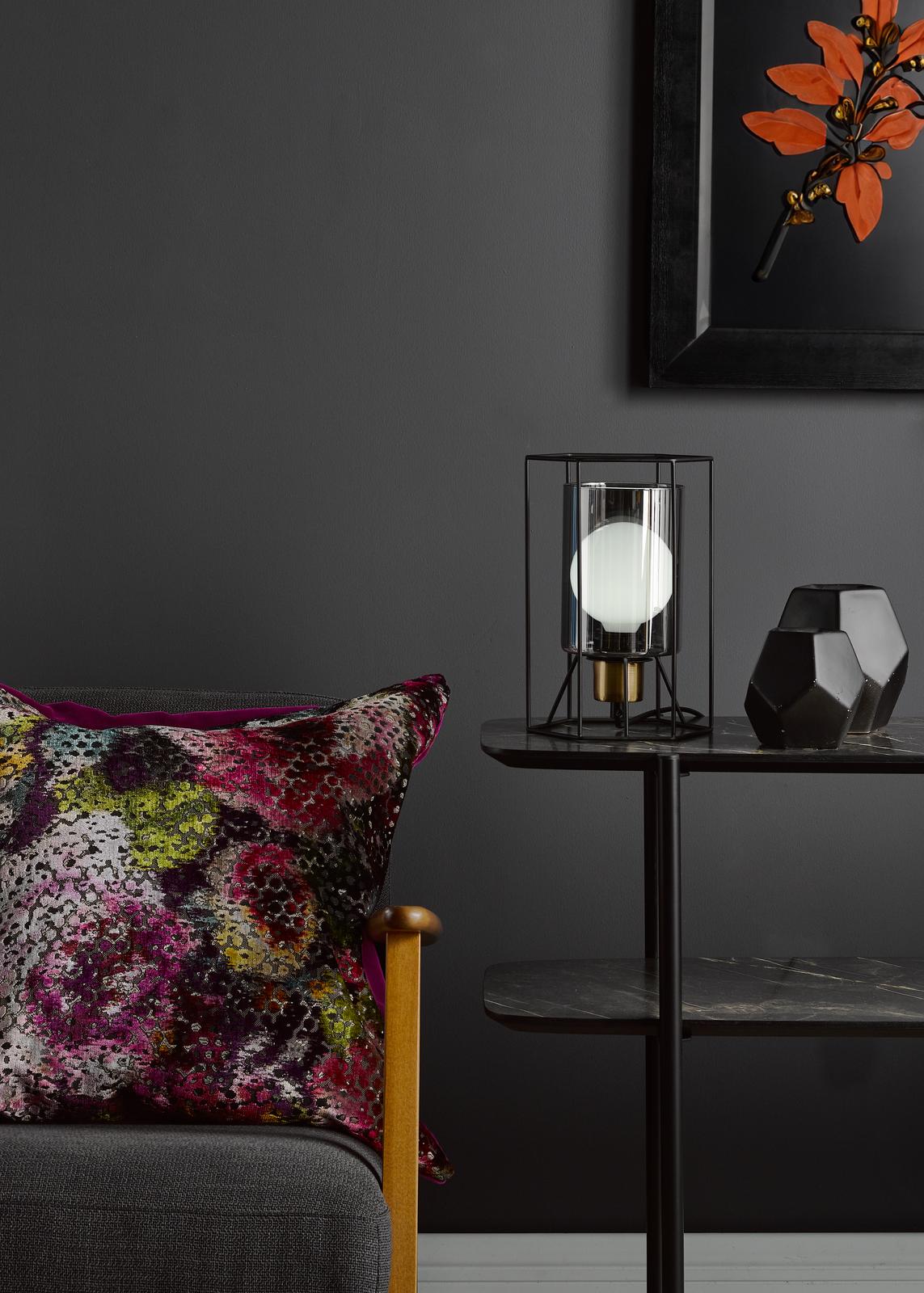 Tatum Table Lamp Matt Black and Smoked Glass