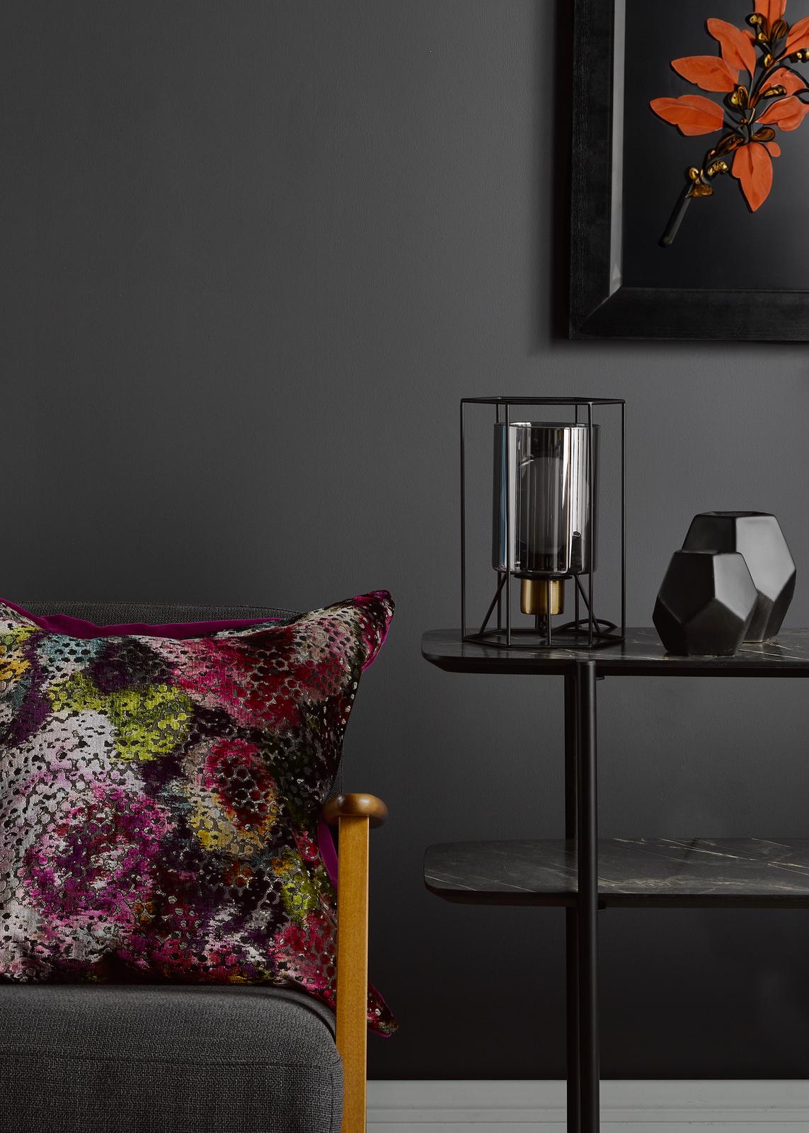 Tatum Table Lamp Matt Black and Smoked Glass