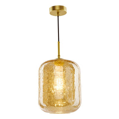 Tavia Pendant Satin Gold and Amber Glass