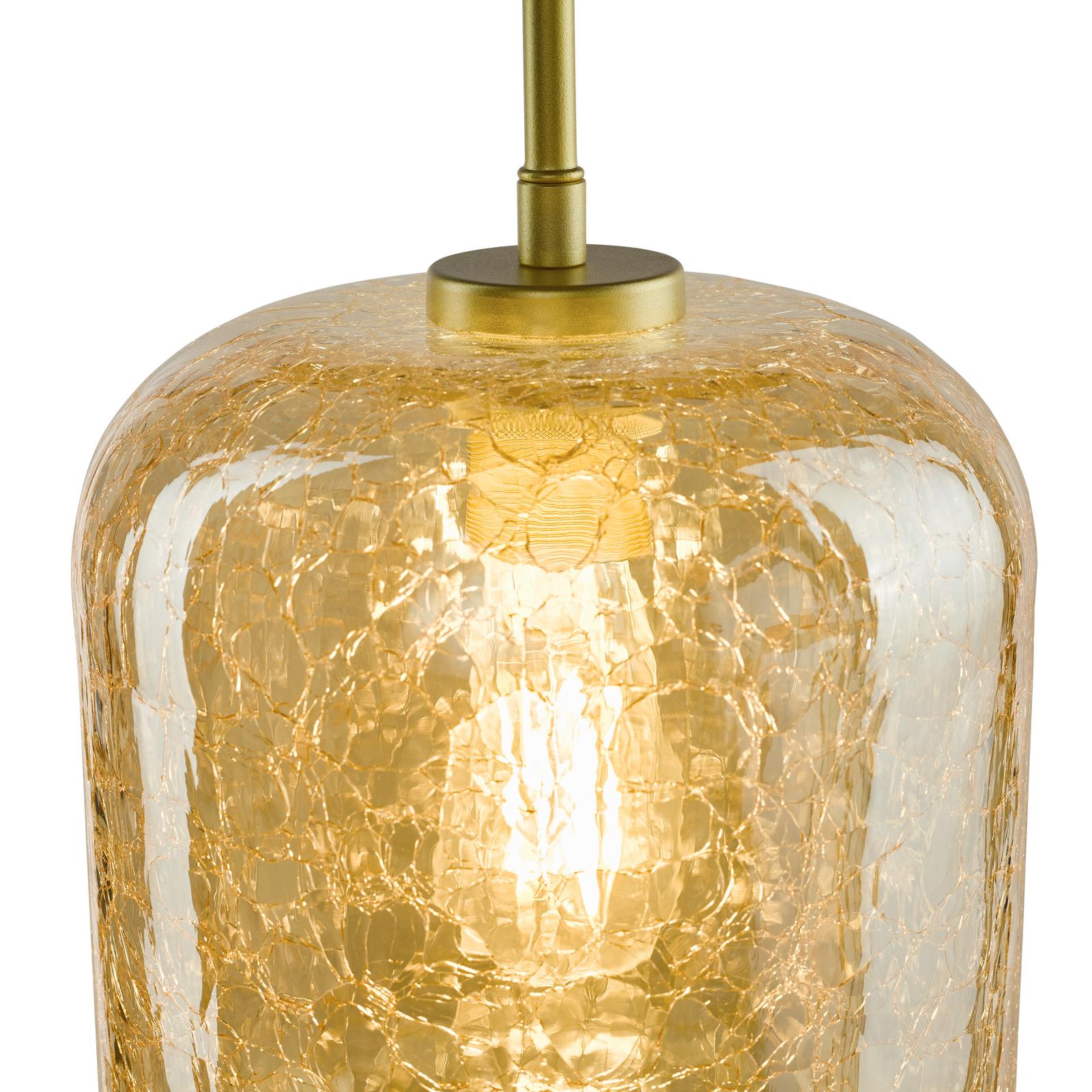 Tavia Pendant Satin Gold and Amber Glass