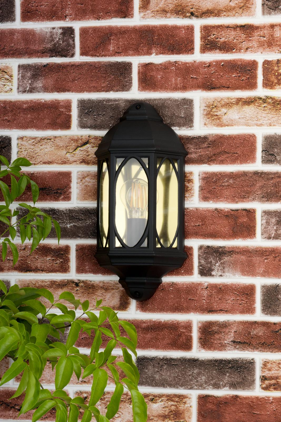Tenby Outdoor Wall Light Black Glass IP43
