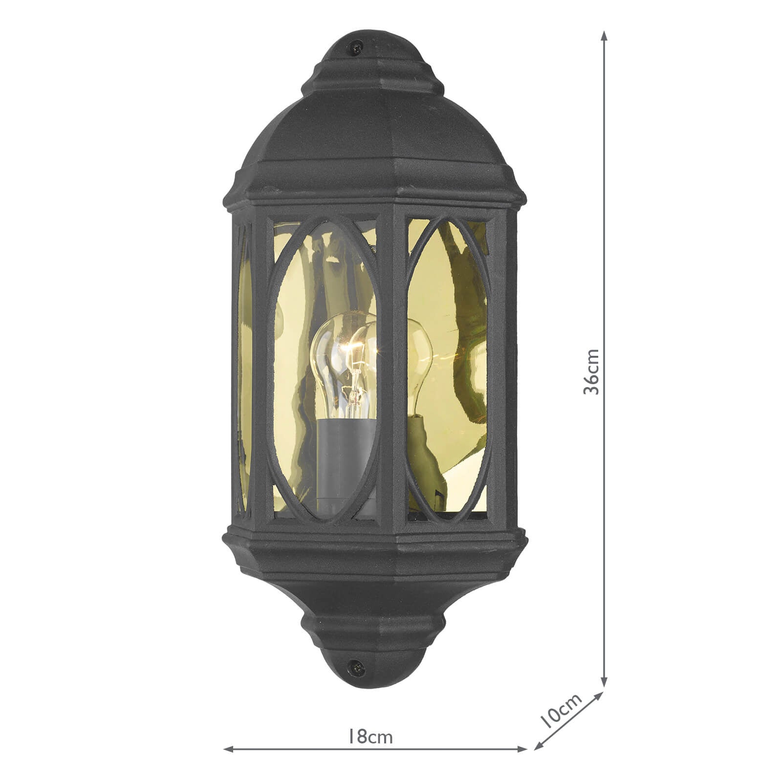 Tenby Outdoor Wall Light Black Glass IP43