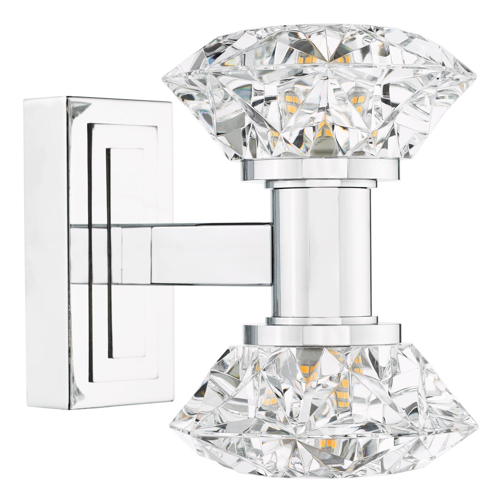 Tiana 2 Light Wall Light Polished Chrome and Faceted Acrylic