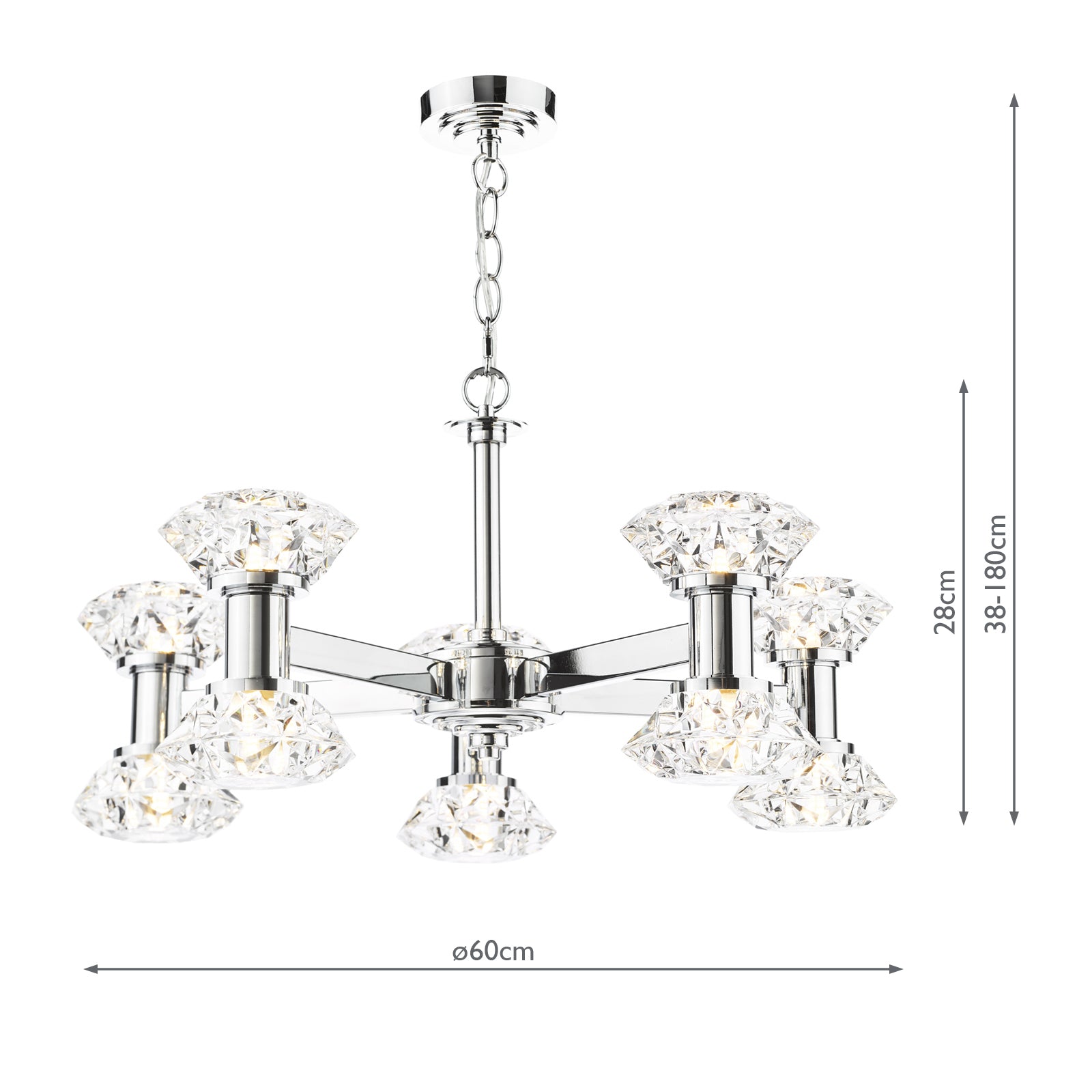 Tiana 10 Light Armed Pendant Polished Chrome
