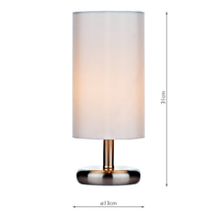 Tico Touch Table Lamp Satin Chrome With Shade
