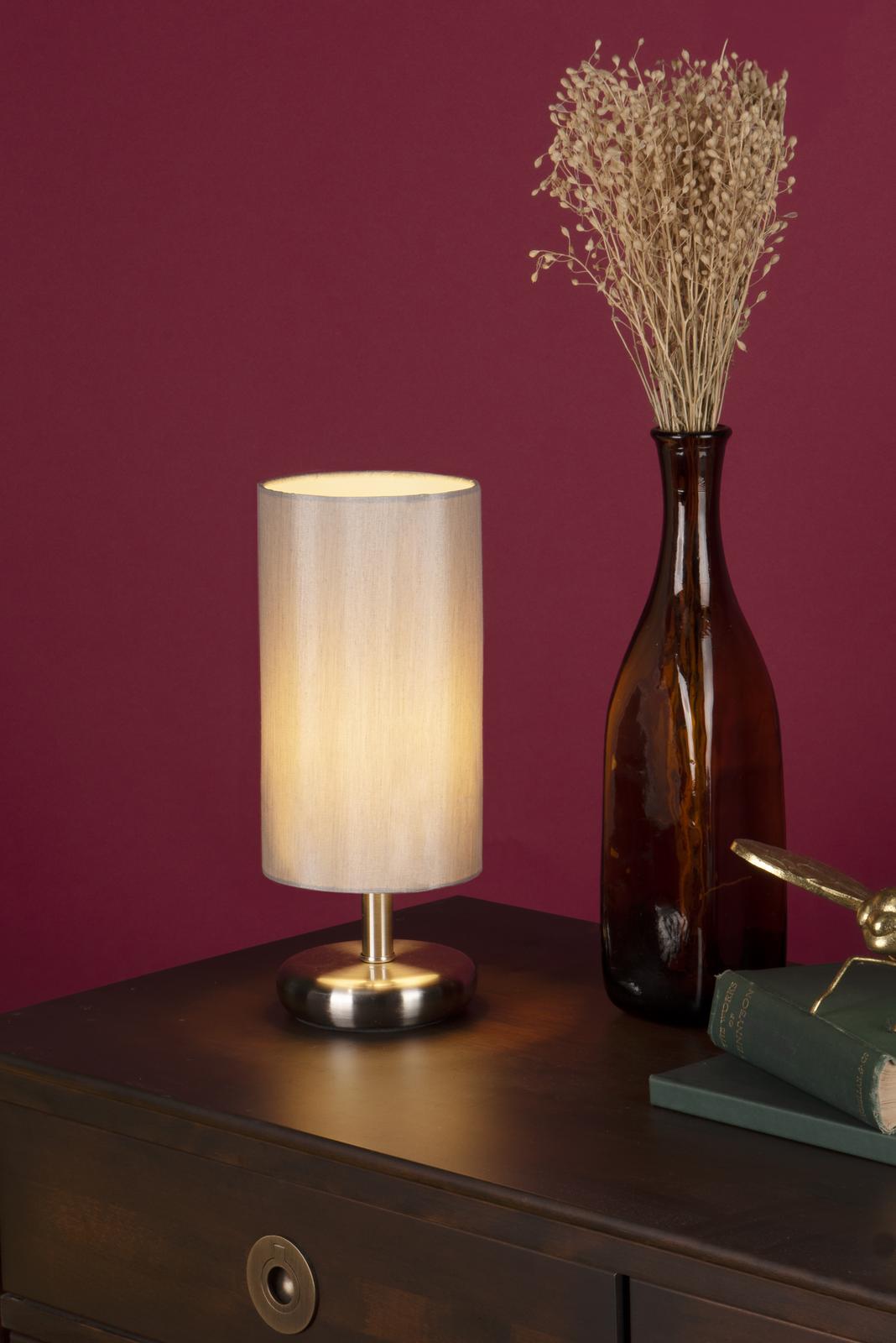 Tico Touch Table Lamp Satin Chrome With Shade