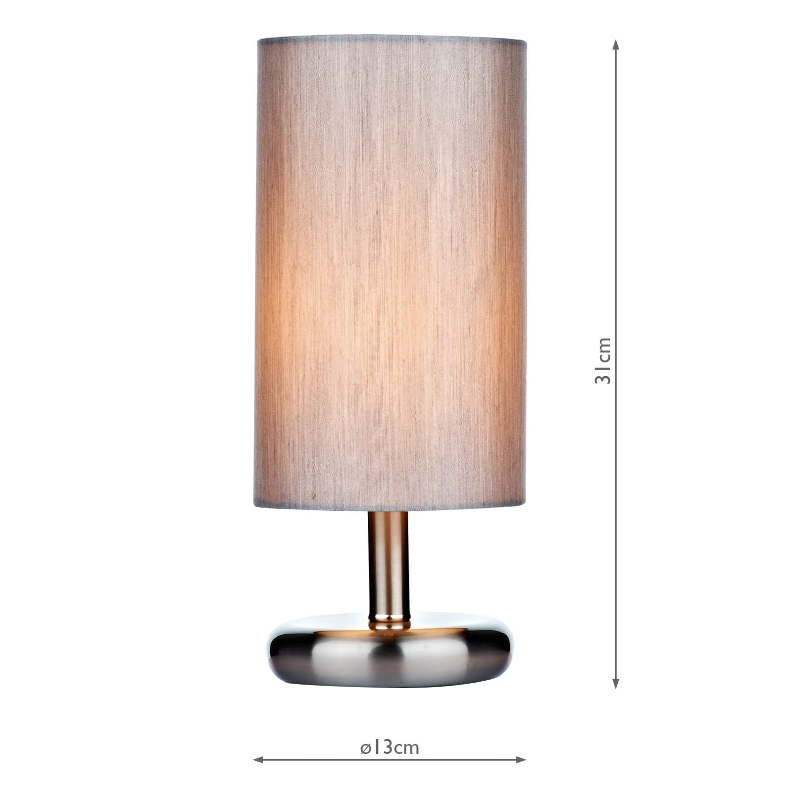 Tico Touch Table Lamp Satin Chrome With Shade