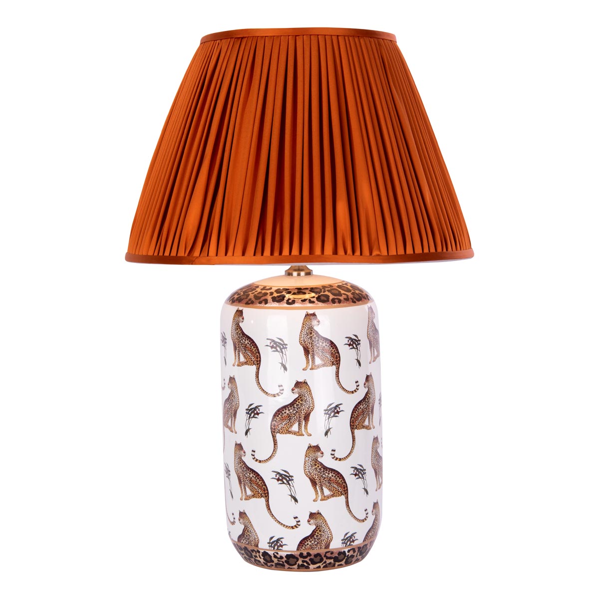 Tigris Ceramic Table Lamp White Leopard Motif with Shade