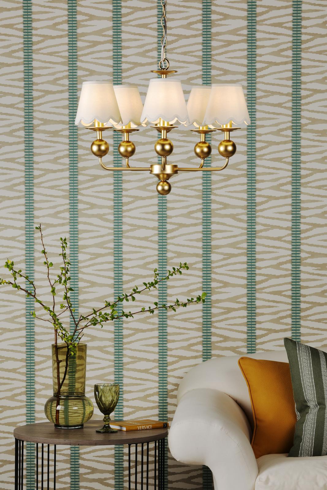 Tilda 5 Light Pendant Satin Gold With Shade
