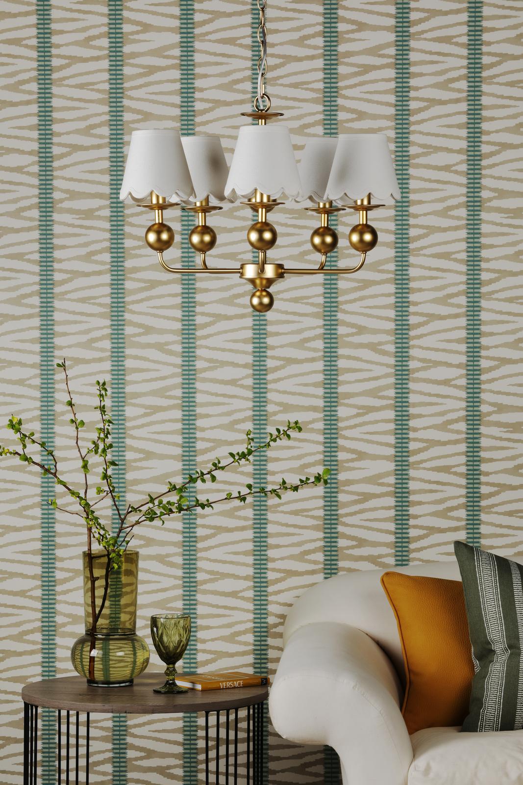 Tilda 5 Light Pendant Satin Gold With Shade