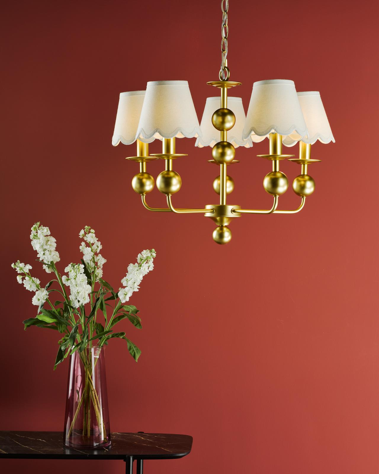 Tilda 5 Light Pendant Satin Gold With Shade