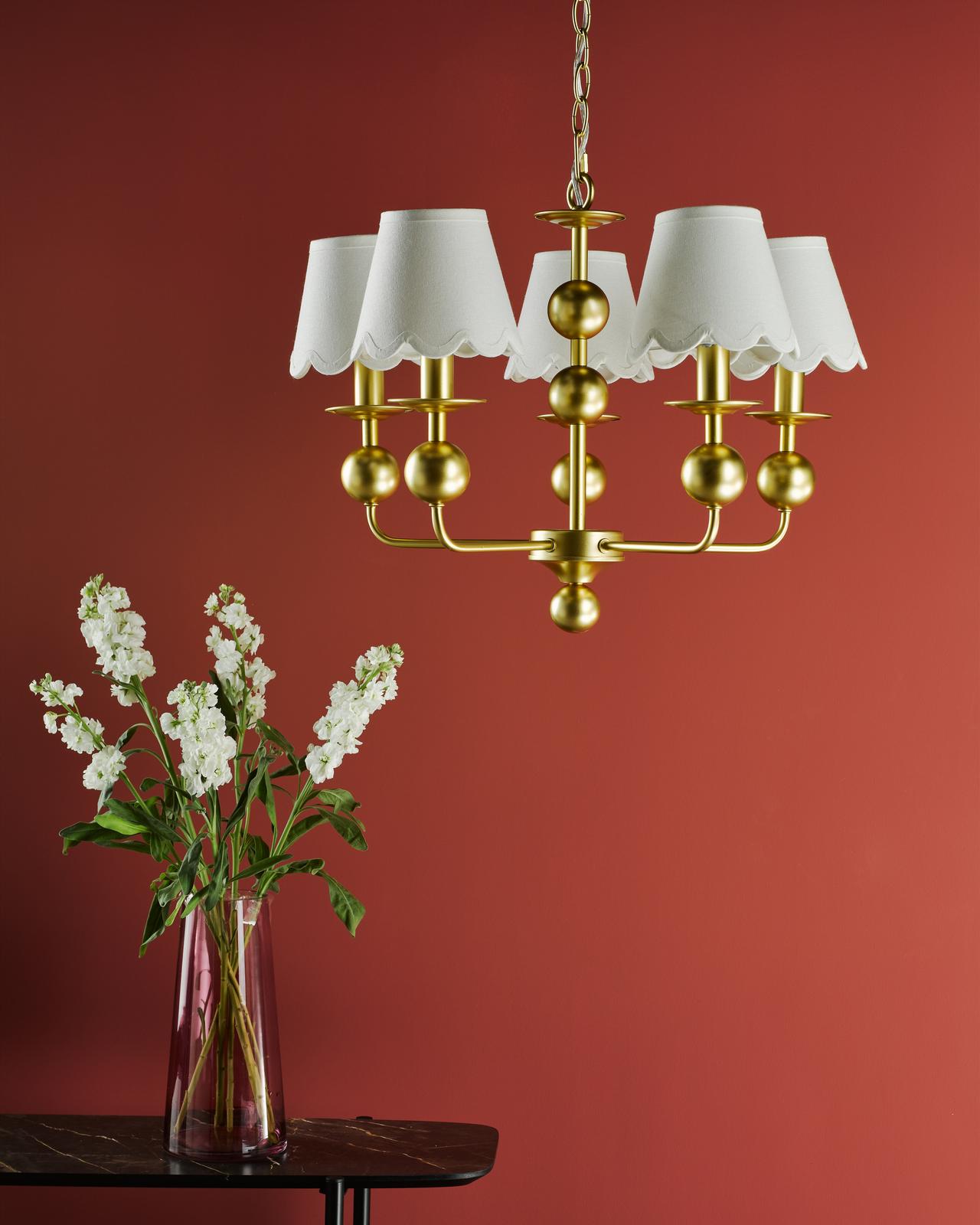 Tilda 5 Light Pendant Satin Gold With Shade