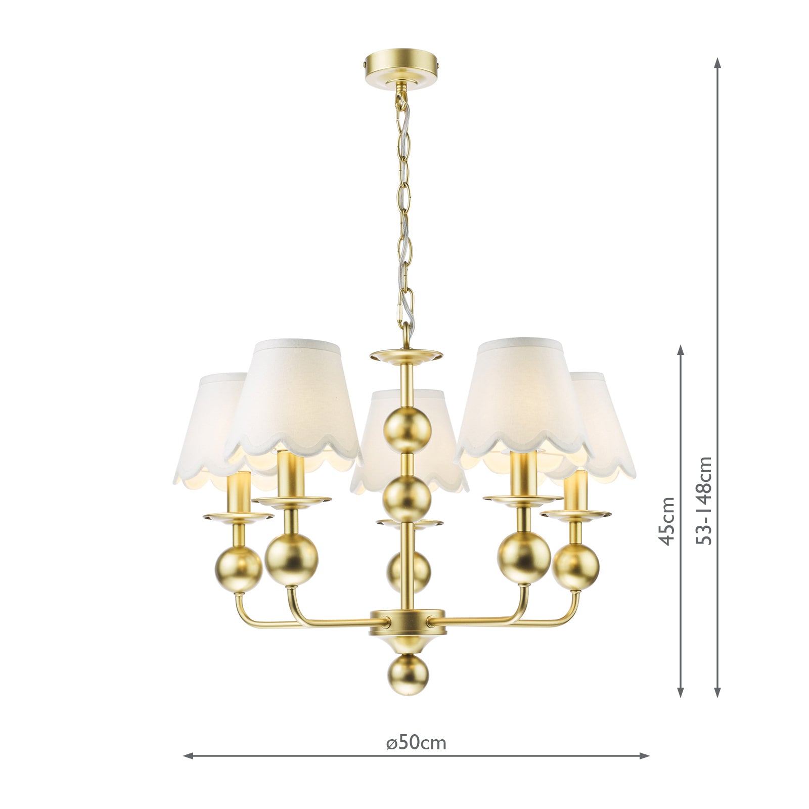 Tilda 5 Light Pendant Satin Gold With Shade