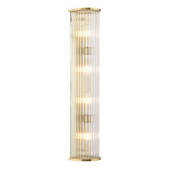 Tobiah 4 Light Bathroom Wall Light Natural Brass and Glass IP44