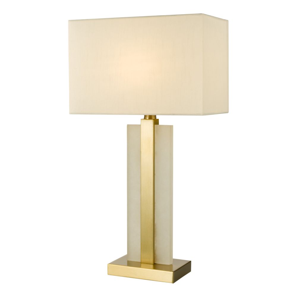 Tokori Table Lamp Alabaster and Brushed Gold With Shade