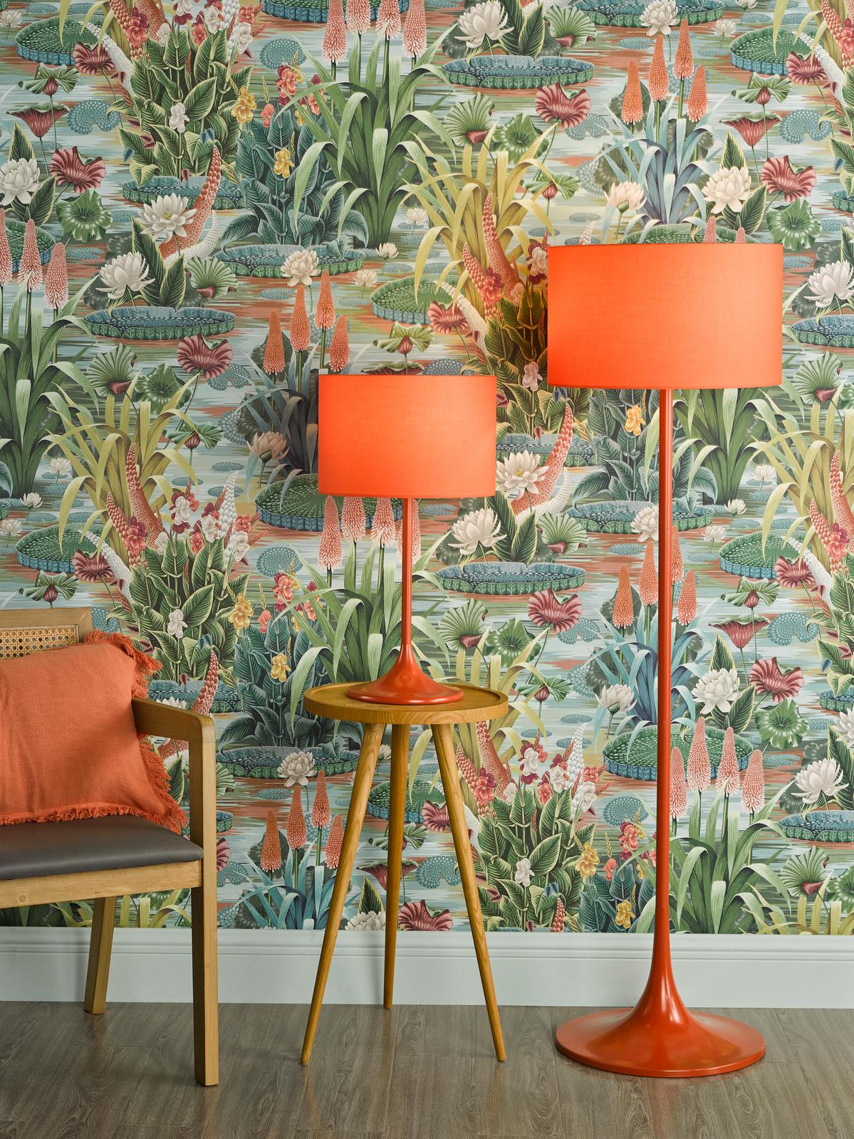 Toledo Table Lamp Satin Orange With Shade