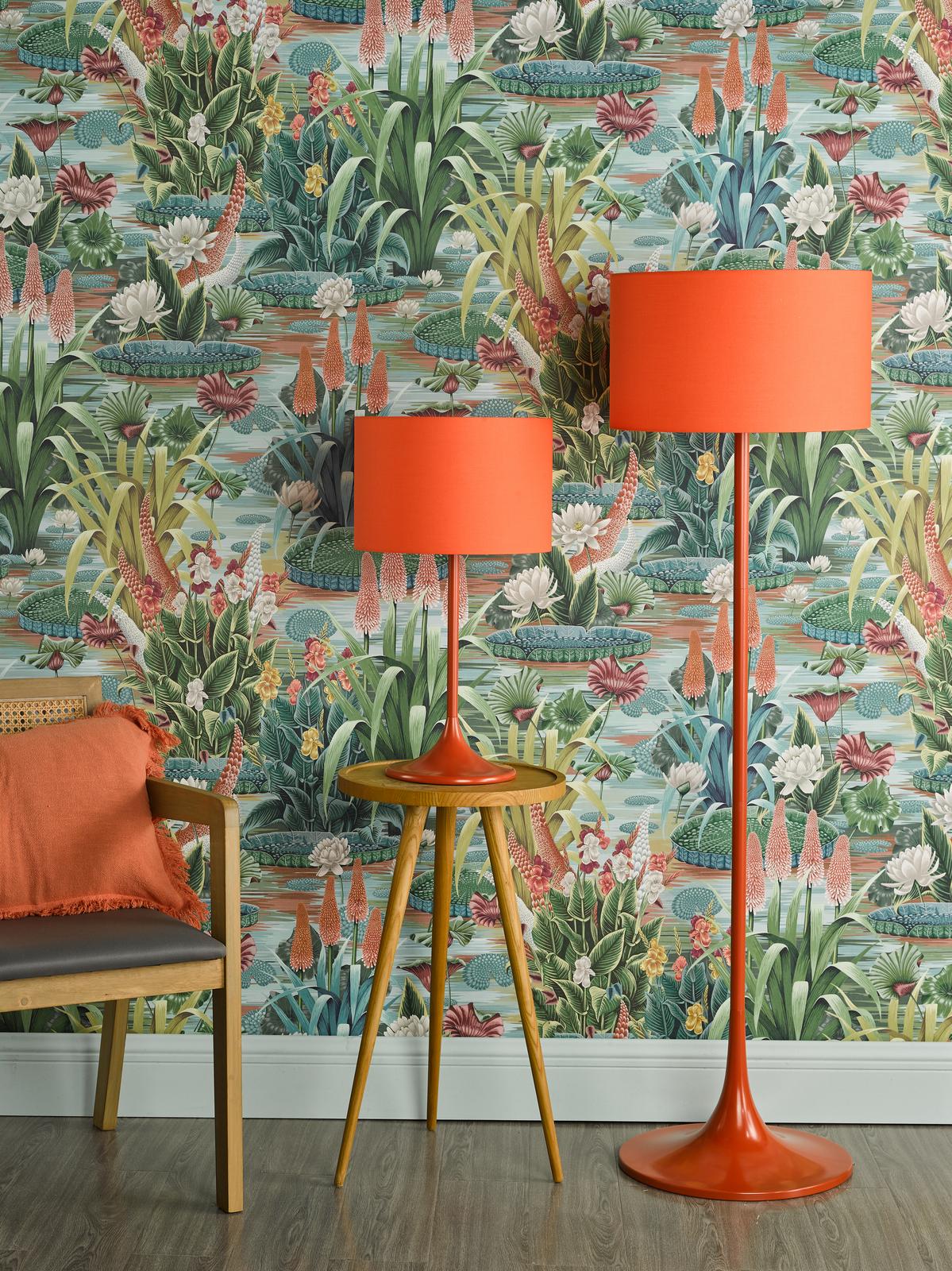 Toledo Table Lamp Satin Orange With Shade