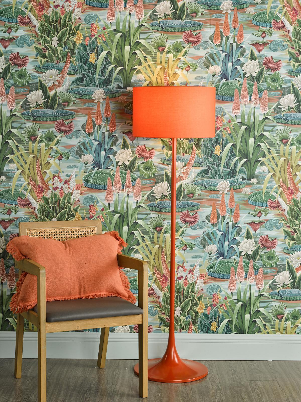 Toledo Floor Lamp Satin Orange With Shade