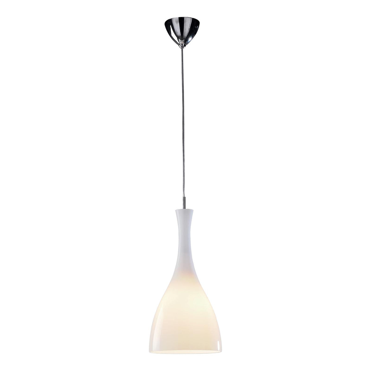 Tone Pendant White Glass and Polished Chrome