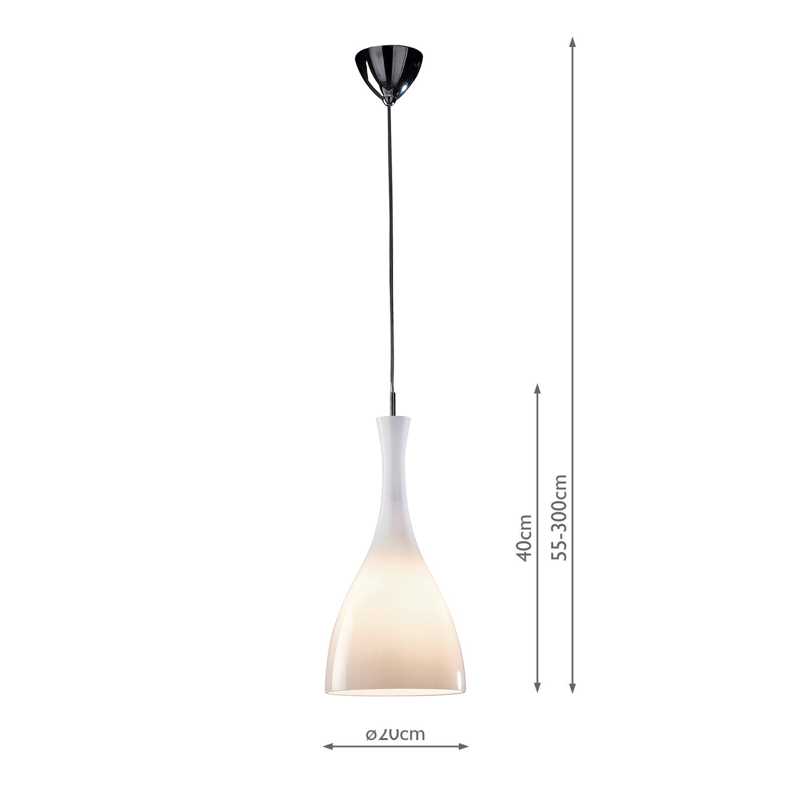 Tone Pendant White Glass and Polished Chrome