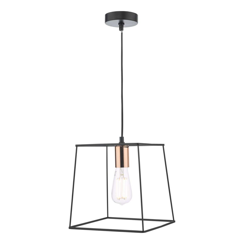 Tower 1lt Pendant Matt Black and Copper Dar Lighting TOW0122