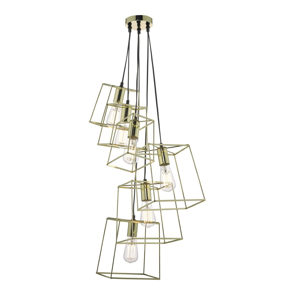 Tower 6lt Cluster Pendant in Gold Dar Lighting TOW0635