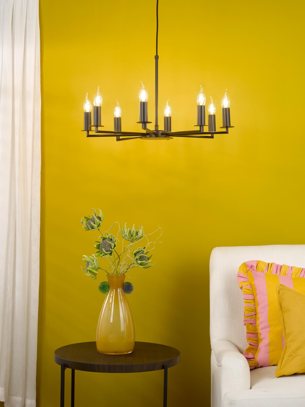 Tyler 8 Light Armed Pendant Matt Black Fitting Only