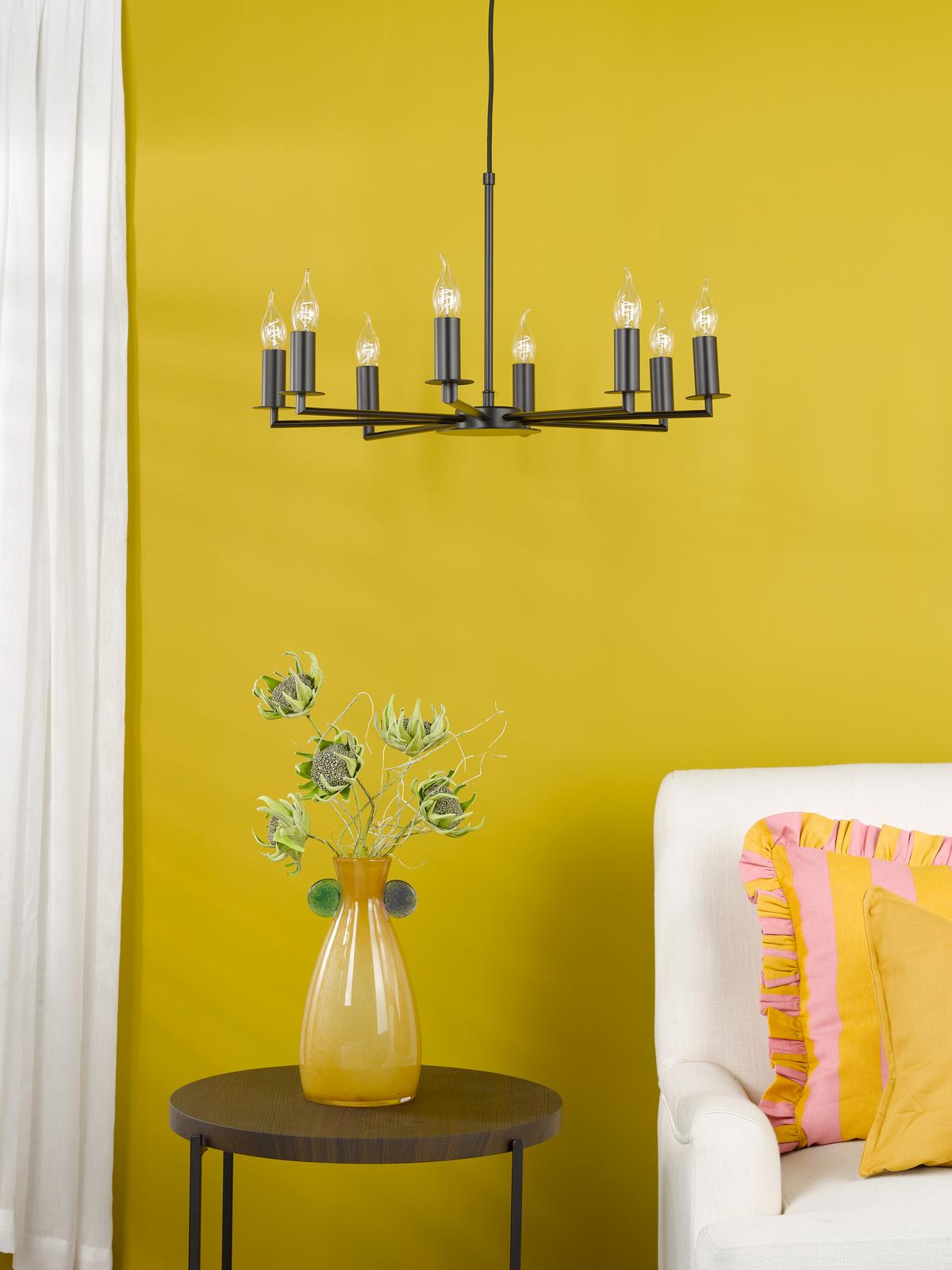 Tyler 8 Light Armed Pendant Matt Black Fitting Only