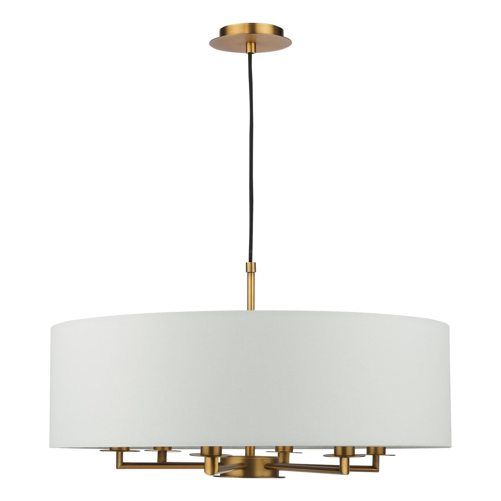 Tyler 6 Light Shadelier Antique Bronze and White With Shade