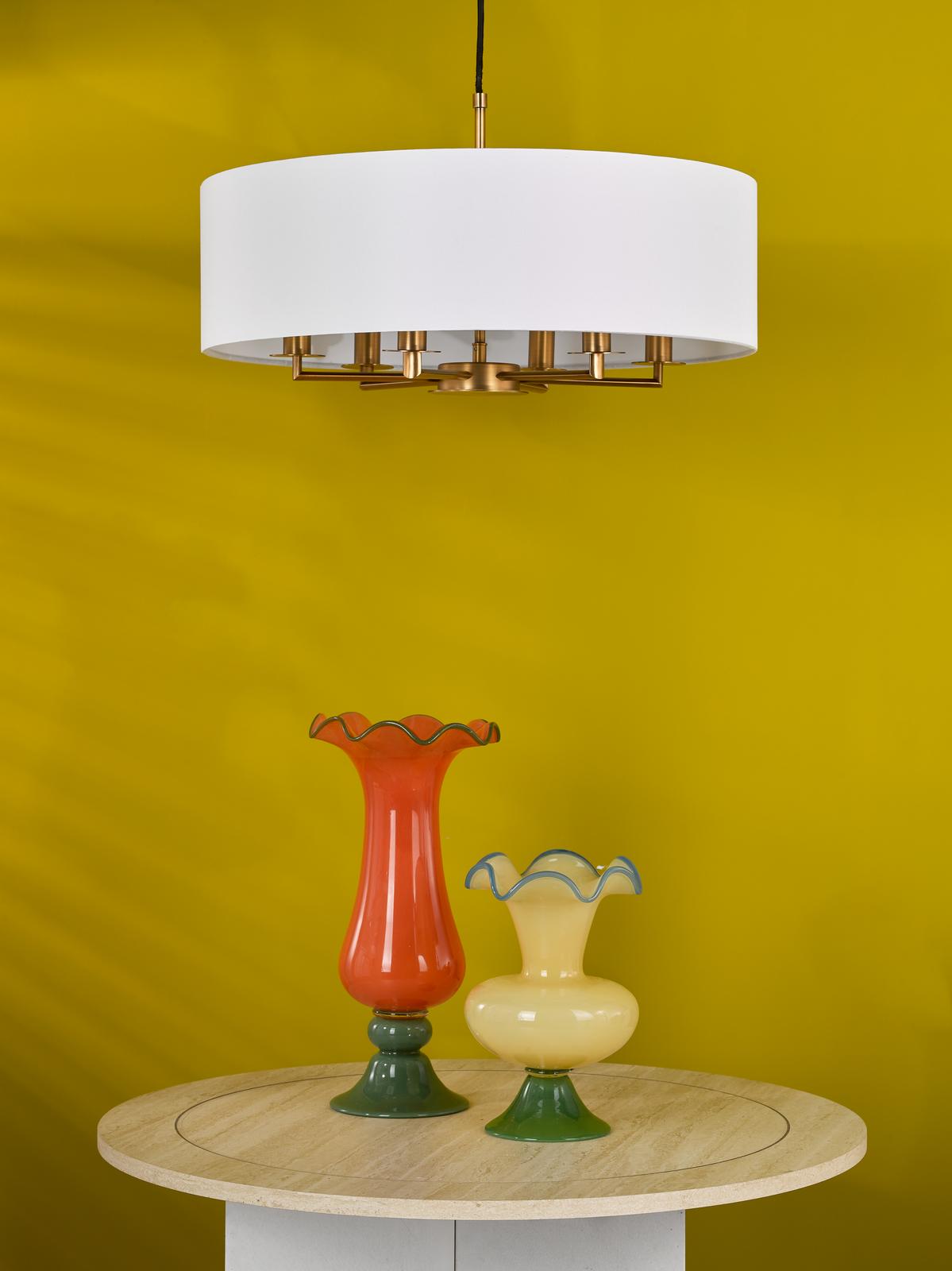 Tyler 6 Light Shadelier Antique Bronze and White With Shade