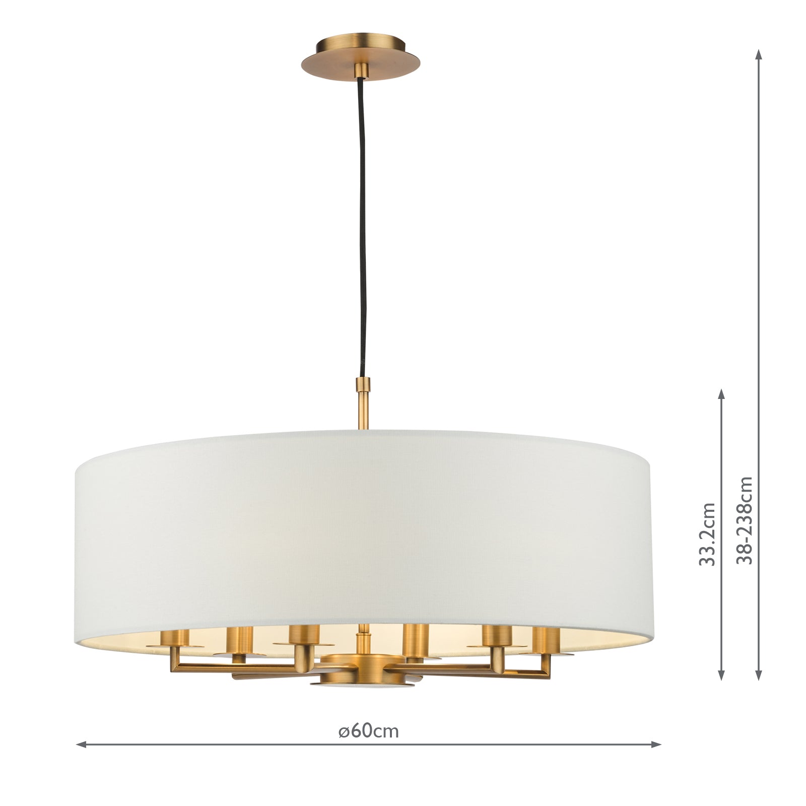 Tyler 6 Light Shadelier Antique Bronze and White With Shade
