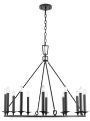 Franklite, Tudor 12Lt Chandelier Matt Black
