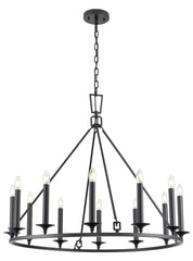 Franklite, Tudor 12Lt Chandelier Matt Black
