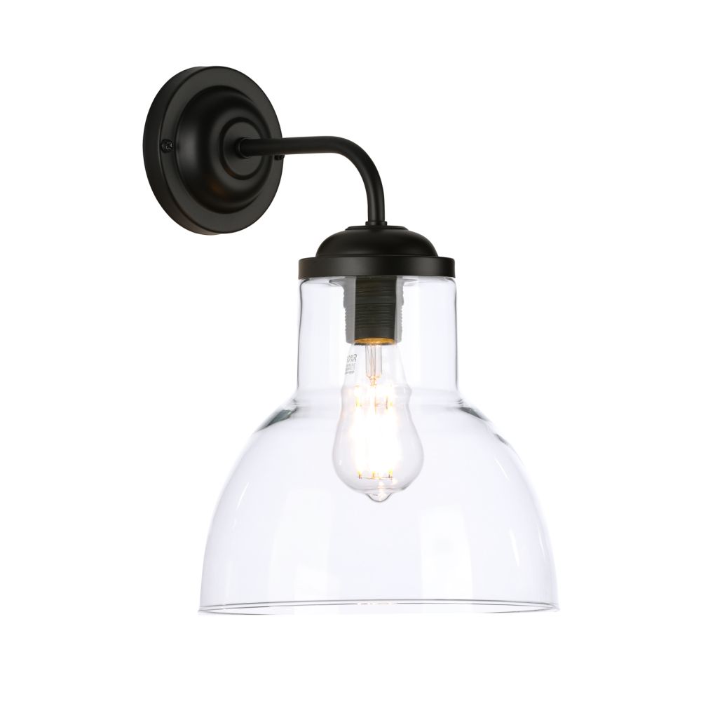 Upton Single Wall Light Black and Clear Glass