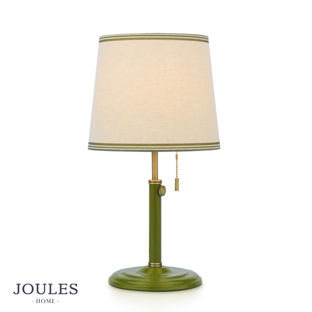 Joules Upton Table Lamp Matt Green and Antique Brass With Shade